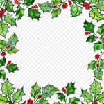 Watercolor Christmas Leaves And Cherry Border, Christmas, Merry With Regard To Christmas Leaves Border
