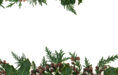 Winter &amp; Christmas Background Border With Holly, Cedar Cypress inside Christmas Leaves Border